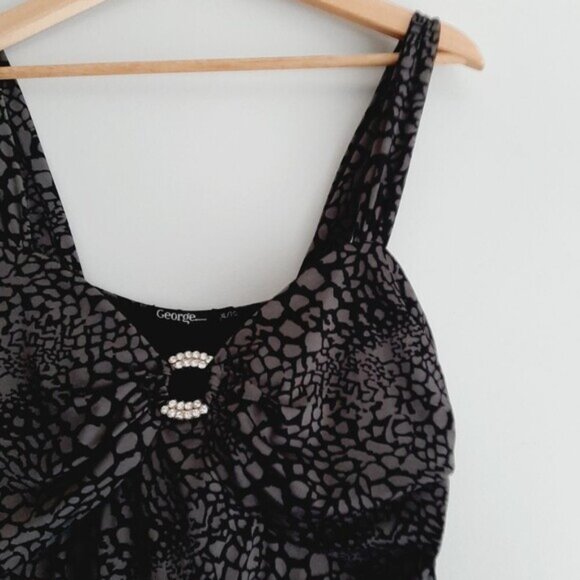 GEORGE Stretchy Fitted Babydoll Style Mini Dress Abstract Animal Print Sz XL - Picture 7 of 15